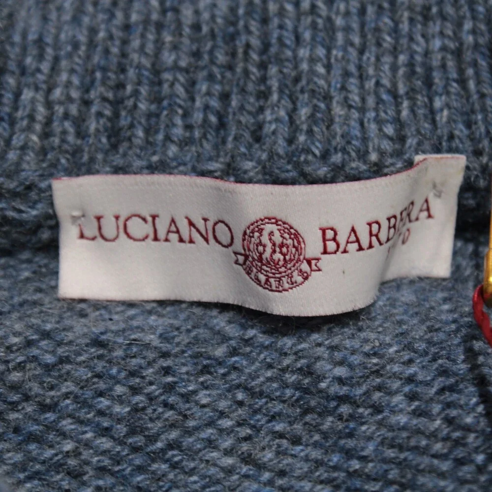 Luciano Barbera NWT Collared Knit Sweater Size 50 (US M) in Blue 100% Cashmere